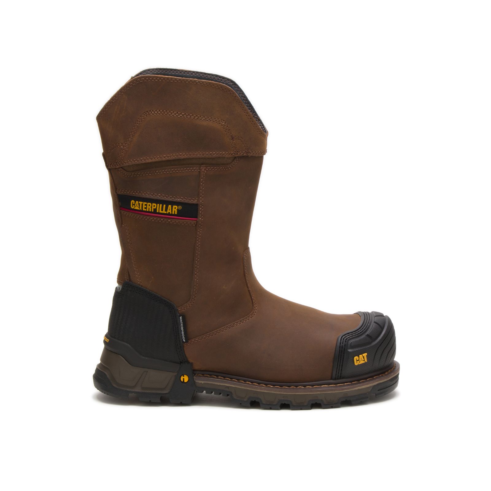 Caterpillar Excavator Xl Pull On Waterproof Composite Toe Philippines - Mens Work Boots - Dark Brown 40721PWNS